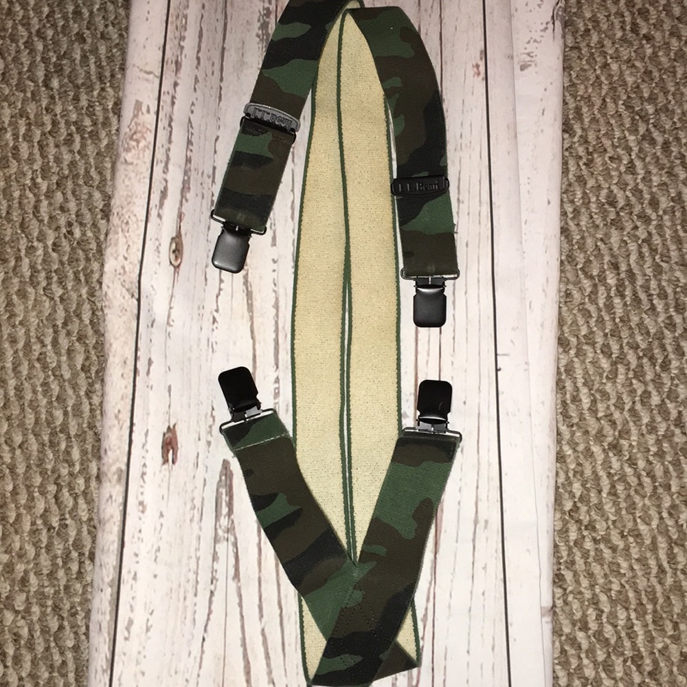 L.L. Bean olive Camouflage ELASTICIZED SUSPENDERS